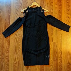 Cold Shoulder Mesh Bandage Dress